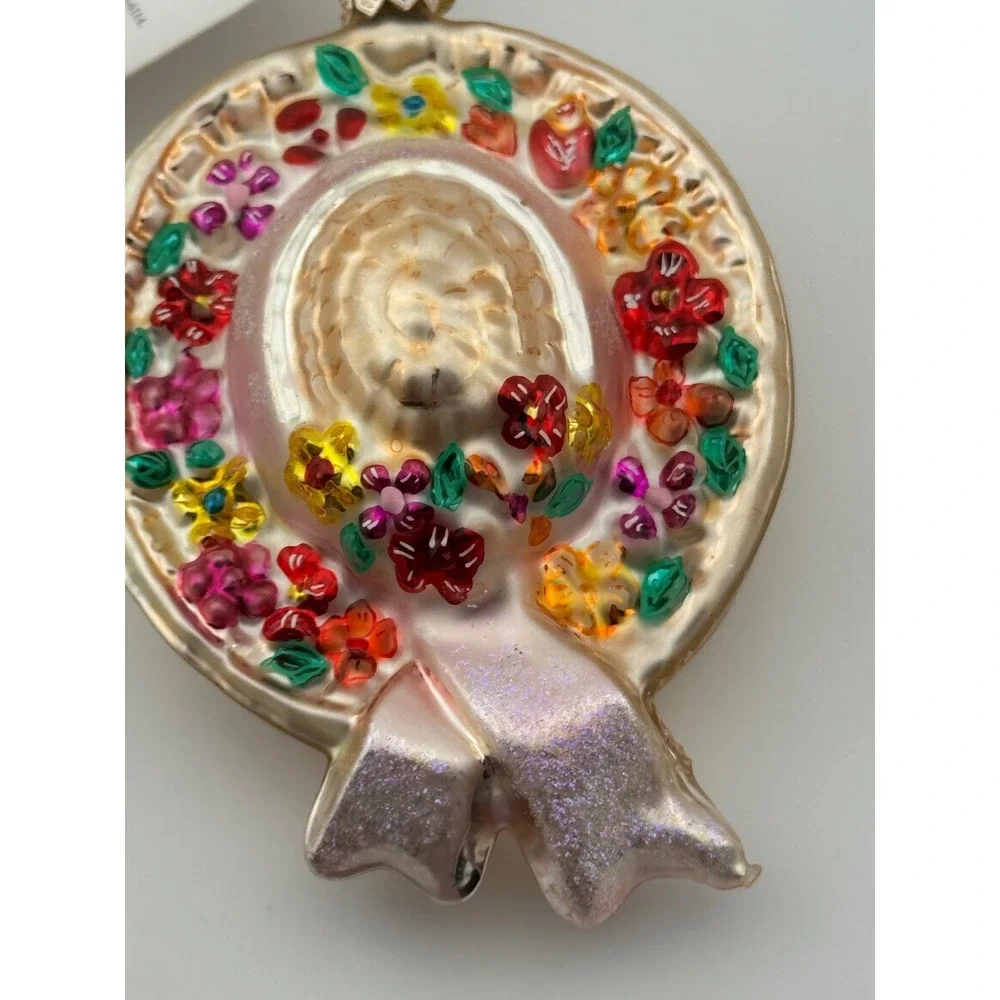 Vintage Christopher Radko Bonny Spring Floral Sun Hat Glass‎ Ornament 00-SP-60